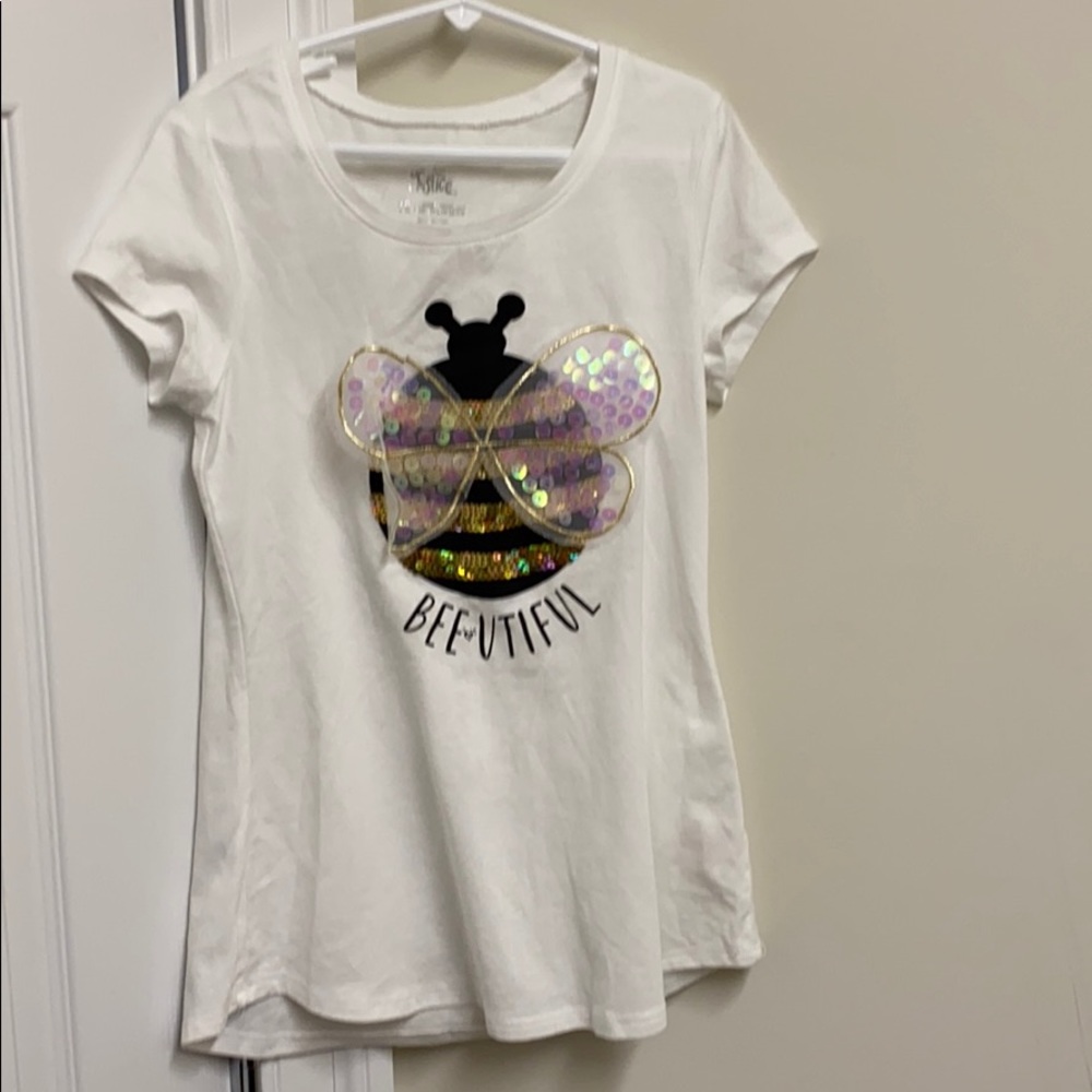 Justice size 12 BEE shirt sequins EUC